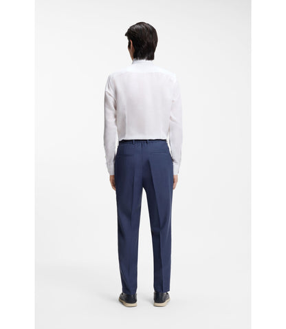 Boss Slim Fit Shirt In Linen Blend Twill White