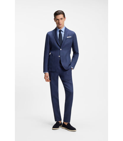 Boss Slim Fit Shirt In Linen Blend Twill Light Blue