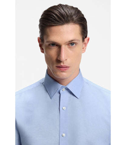 Boss Slim Fit Shirt In Linen Blend Twill Light Blue