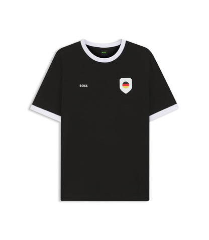 Boss Stretch Cotton T Shirt With Country Flag And Logo Germany Black