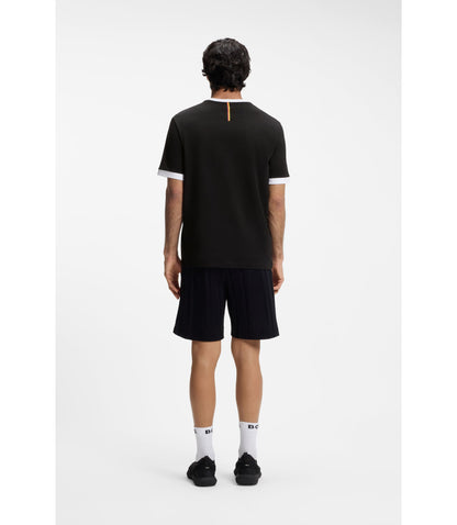 Boss Stretch Cotton T Shirt With Country Flag And Logo Germany Black
