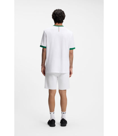 Boss Stretch Cotton T Shirt With Country Flag And Logo Mexico White