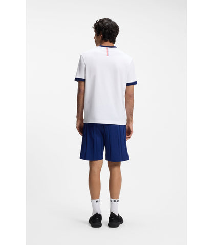 Boss Stretch Cotton T Shirt With Country Flag And Logo Usa White