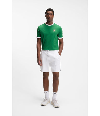 Boss Stretch Cotton T Shirt With Country Flag And Logo Mexico Green