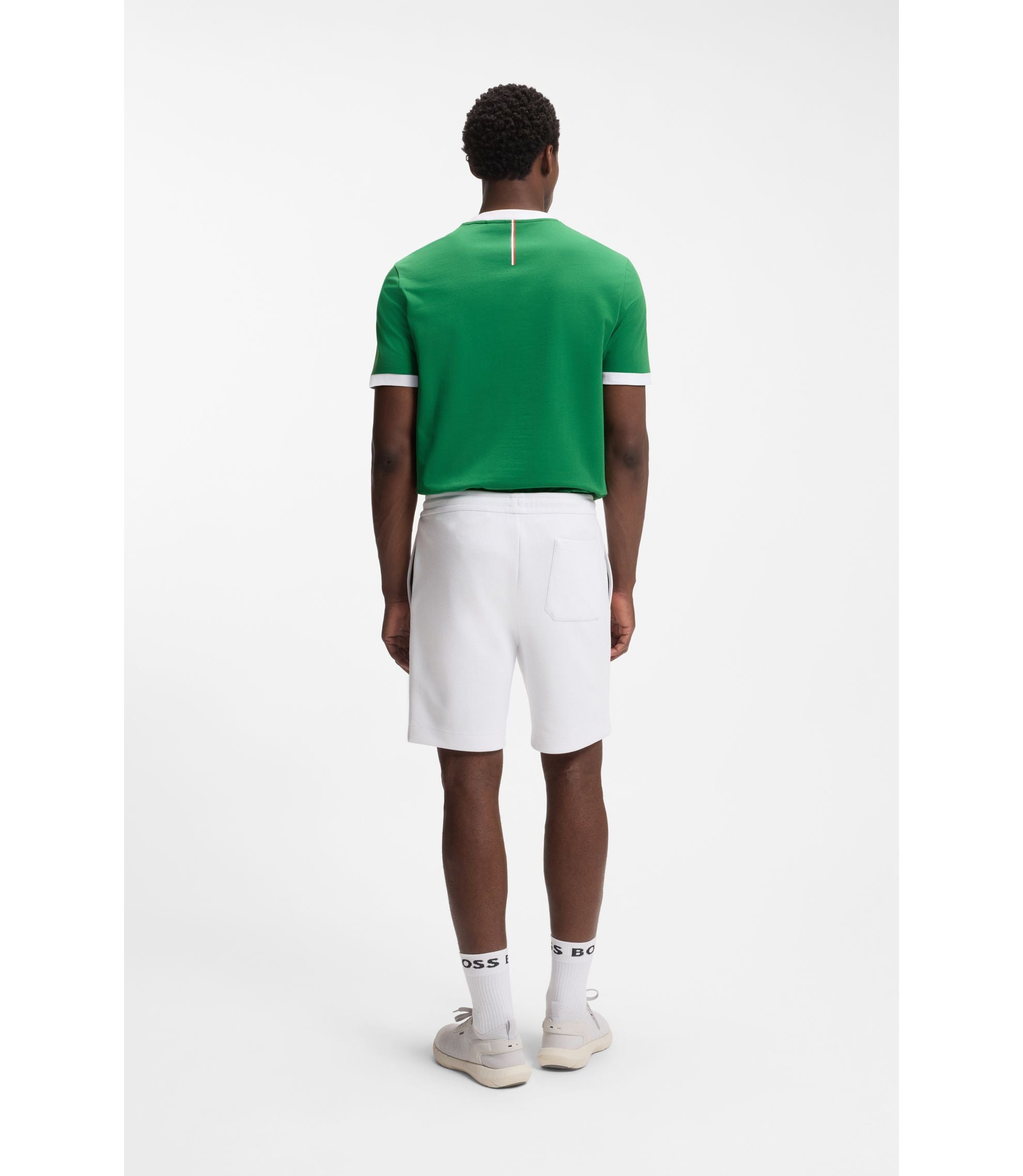Boss Stretch Cotton T Shirt With Country Flag And Logo Mexico Green