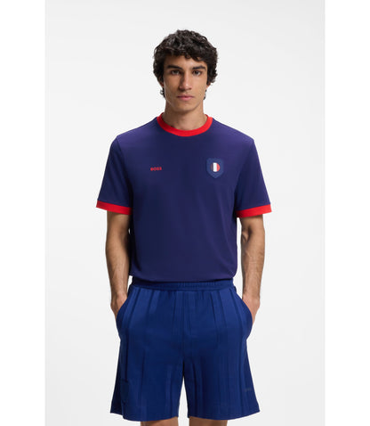 Boss Stretch Cotton T Shirt With Country Flag And Logo France
