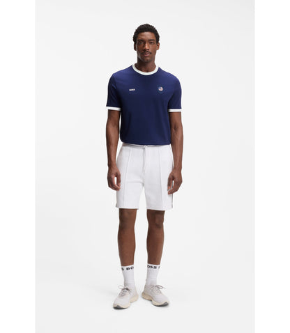 Boss Stretch Cotton T Shirt With Country Flag And Logo Usa Blue