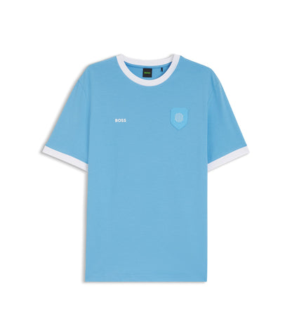 Boss Stretch Cotton T Shirt With Country Flag And Logo Argentina