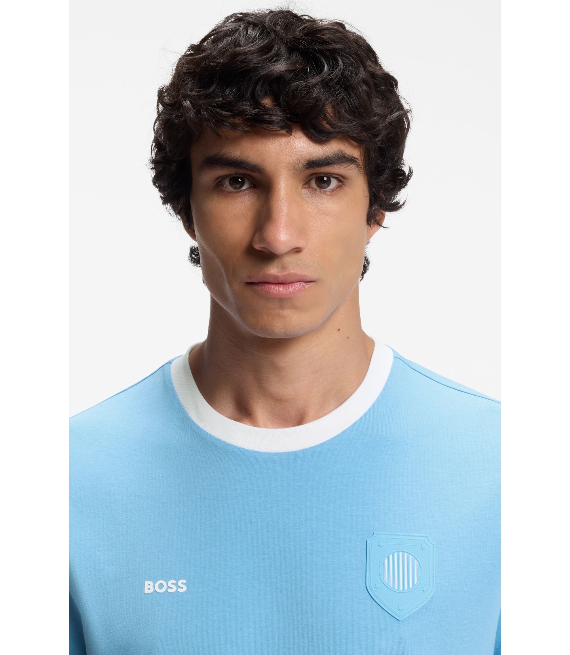 Boss Stretch Cotton T Shirt With Country Flag And Logo Argentina