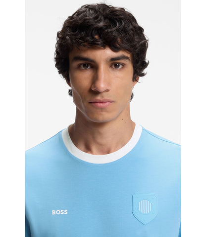 Boss Stretch Cotton T Shirt With Country Flag And Logo Argentina
