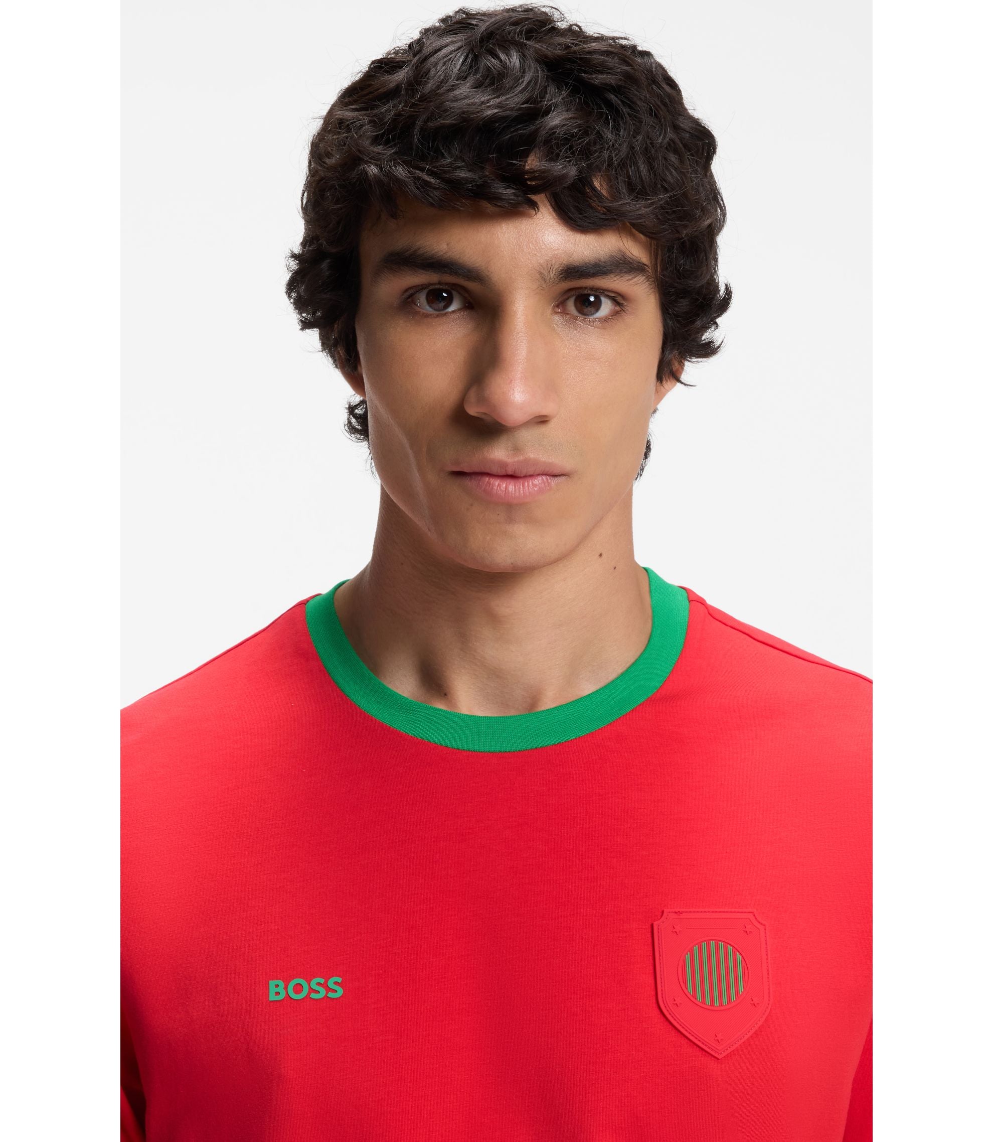 Boss Stretch Cotton T Shirt With Country Flag And Logo Portugal
