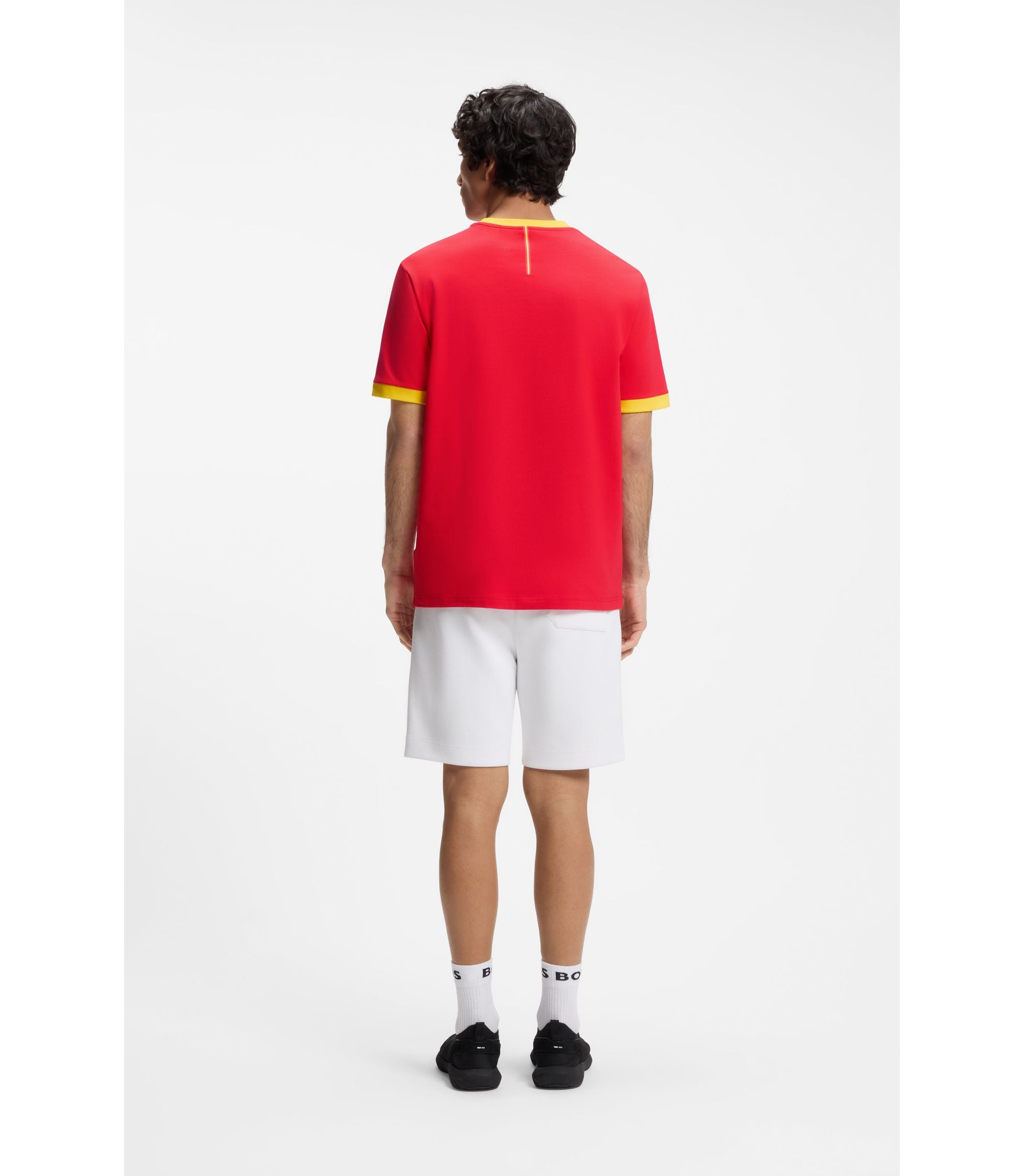 Boss Stretch Cotton T Shirt With Country Flag And Logo Spain