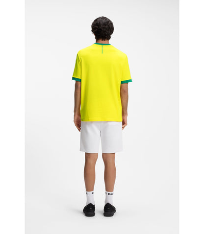 Boss Stretch Cotton T Shirt With Country Flag And Logo Brazil