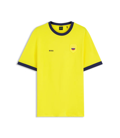 Boss Stretch Cotton T Shirt With Country Flag And Logo Colombia
