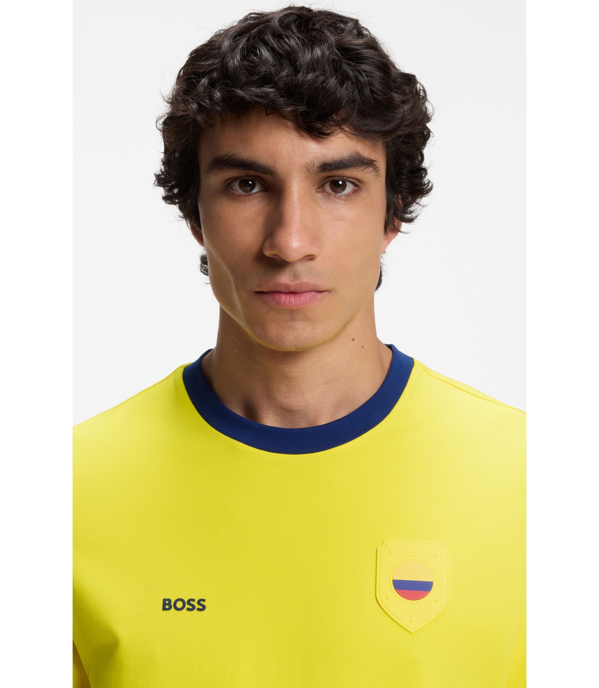 Boss Stretch Cotton T Shirt With Country Flag And Logo Colombia