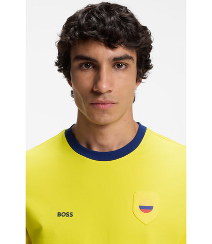 Boss Stretch Cotton T Shirt With Country Flag And Logo Colombia