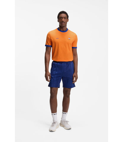 Boss Stretch Cotton T Shirt With Country Flag And Logo Netherlands