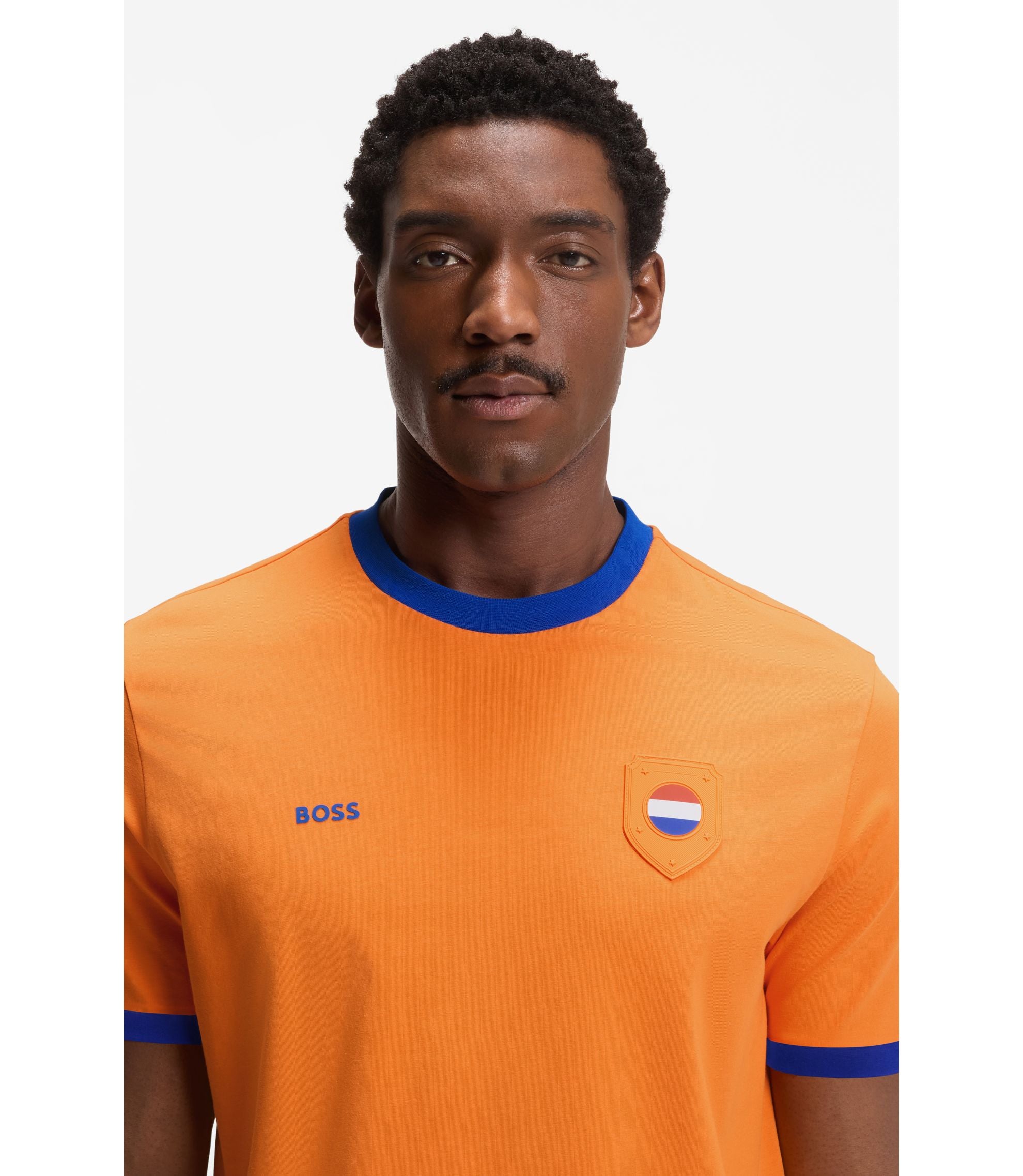 Boss Stretch Cotton T Shirt With Country Flag And Logo Netherlands