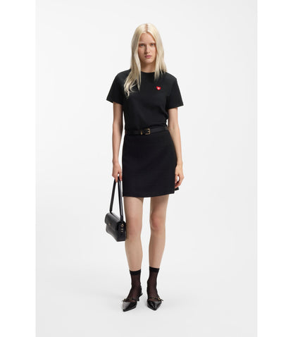 Hugo Heart Logo T Shirt In Cotton Jersey Black Women's