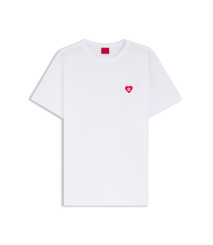 Hugo Heart Logo T Shirt In Cotton Jersey White Women's