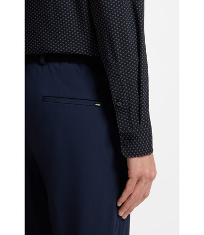 Boss Printed Regular Fit Shirt In Performance Stretch Jersey Dark Blue