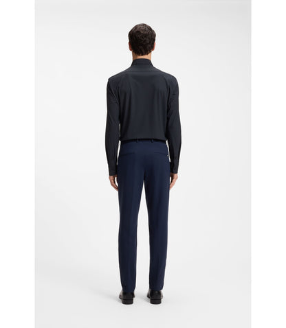 Boss Printed Regular Fit Shirt In Performance Stretch Jersey Dark Blue