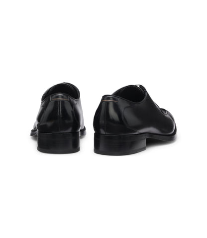 Boss Brushed Leather Derby Shoes With Apron Toe Black Black