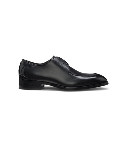 Boss Brushed Leather Derby Shoes With Apron Toe Black Black