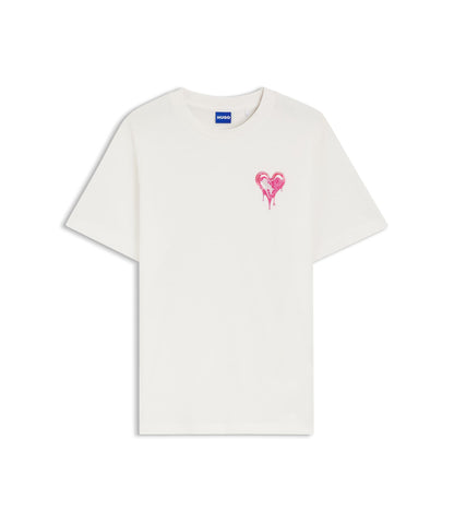 Hugo Heart Artwork T Shirt In Cotton Jersey White Women's
