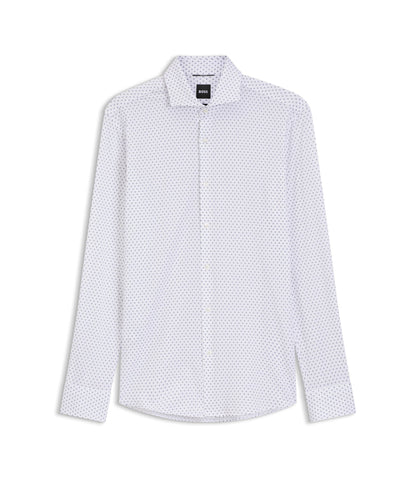 Boss Printed Slim Fit Shirt In Performance Stretch Jersey Light Blue