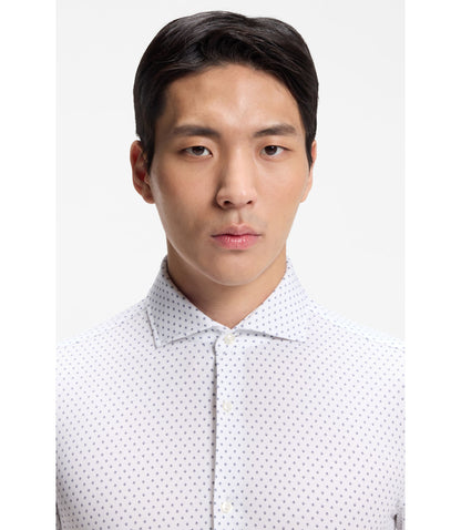 Boss Printed Slim Fit Shirt In Performance Stretch Jersey Light Blue