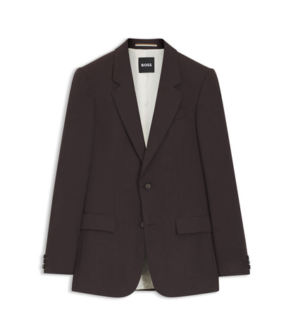 Boss Relaxed Fit Jacket In Twill Dark Brown