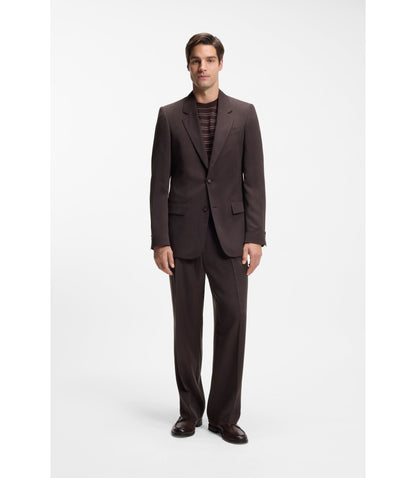 Boss Relaxed Fit Jacket In Twill Dark Brown