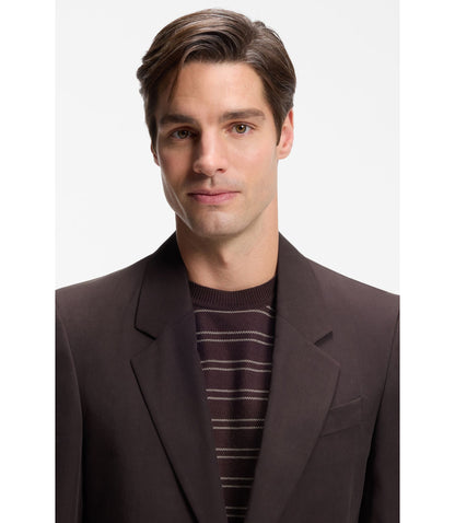 Boss Relaxed Fit Jacket In Twill Dark Brown