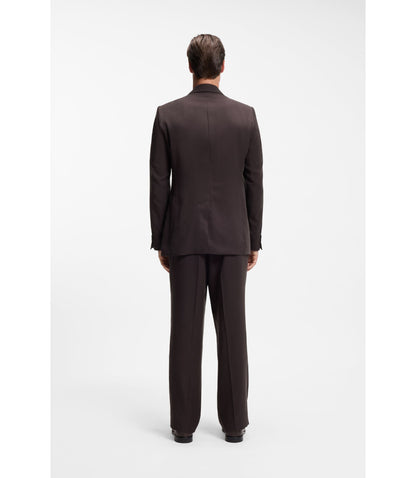 Boss Relaxed Fit Jacket In Twill Dark Brown