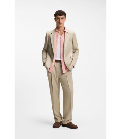 Boss Relaxed Fit Jacket In Twill Light Beige