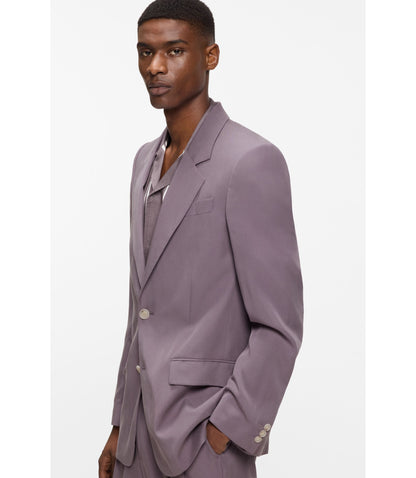 Boss Relaxed Fit Jacket In Twill Purple