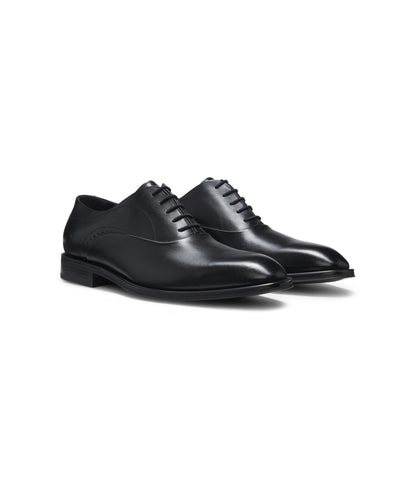 Boss Leather Oxford Shoes With Perforated Details Black Black