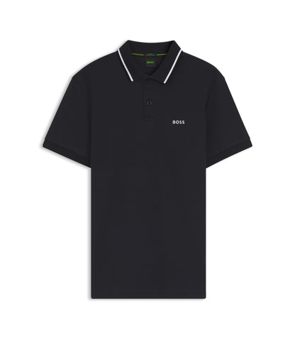 Boss Paddy Slim Fit Polo Shirt In Interlock Cotton Dark Blue