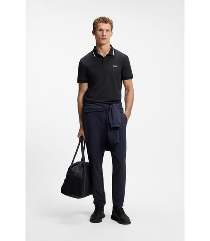Boss Paddy Slim Fit Polo Shirt In Interlock Cotton Dark Blue