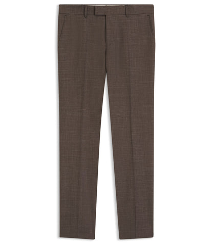 Boss Slim Fit Trousers In Virgin Wool Silk And Linen Dark Brown