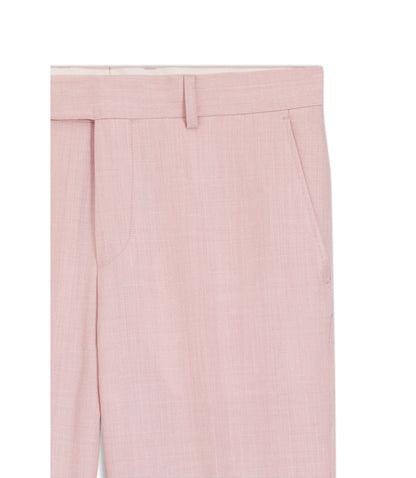 Boss Slim Fit Trousers In Virgin Wool Silk And Linen Light Pink