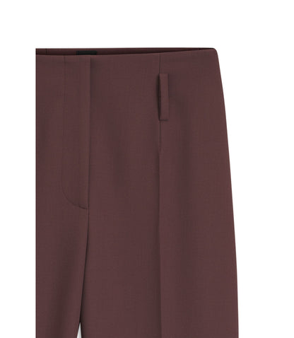 Boss Tailored Virgin Wool Blend Trousers Dark Brown Women's