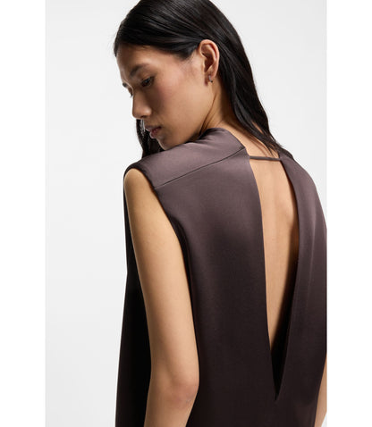Boss Maxi Dress In High Shine Sable Dark Brown Women's
