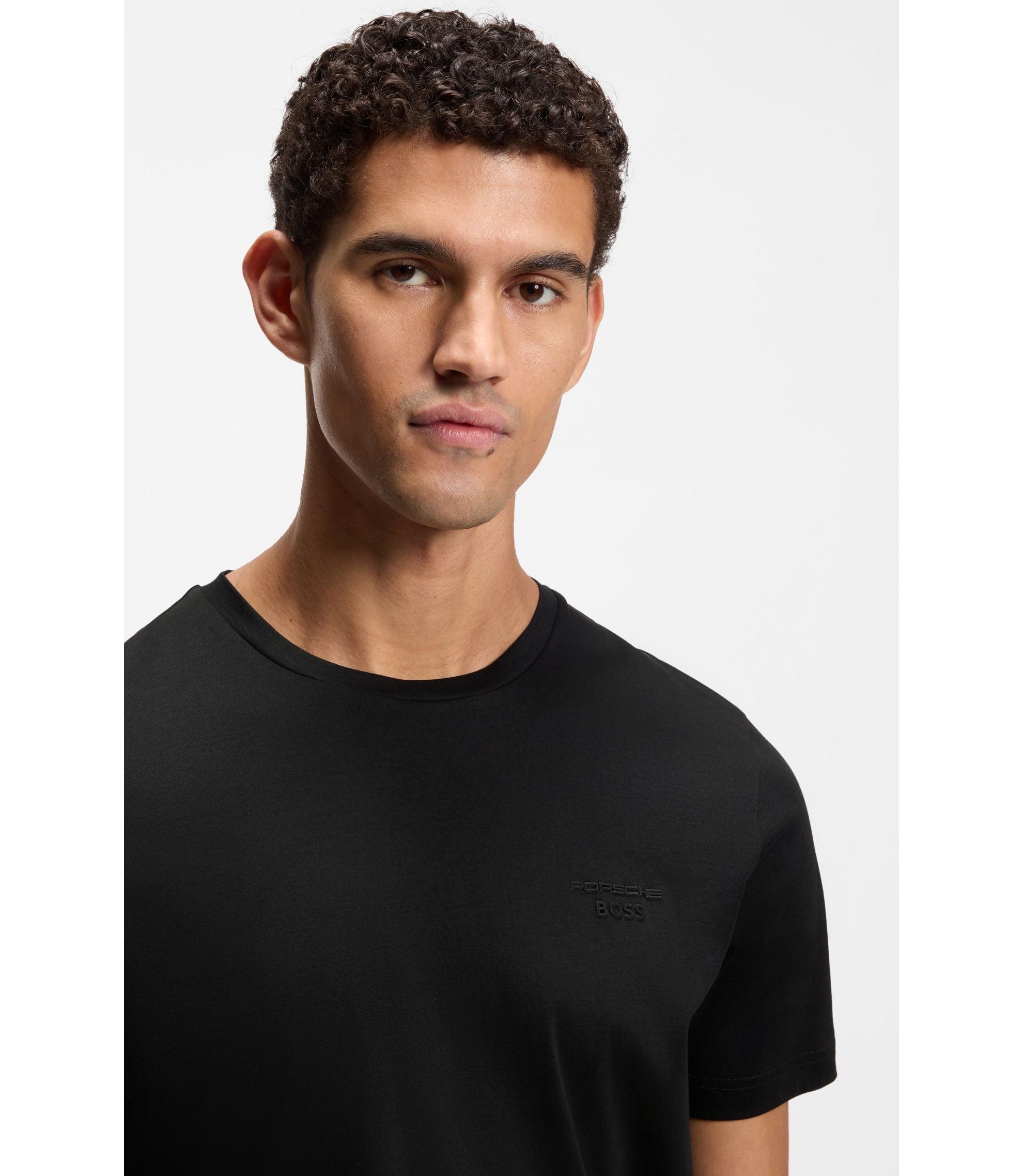Boss Porsche X Boss Mercerized Cotton T Shirt With Reflective Branding Black