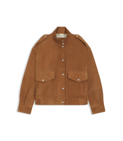 Boss Suede Jacket With Bomber Styling Brown Women's