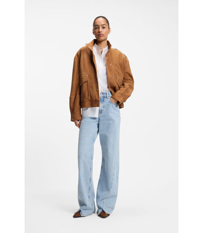 Boss Suede Jacket With Bomber Styling Brown Women's