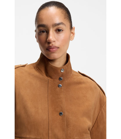 Boss Suede Jacket With Bomber Styling Brown Women's