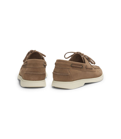 Boss Lace Detail Boat Shoes In Suede Beige Beige