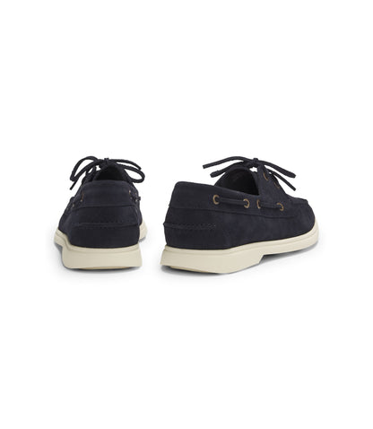Boss Lace Detail Boat Shoes In Suede Dark Blue Dark Blue